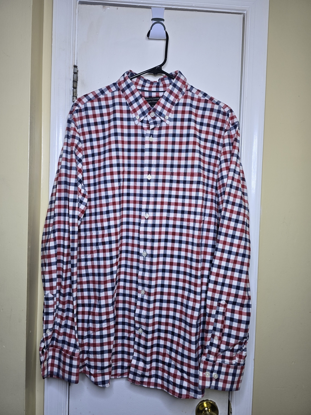 Banana Republic Red White & Blue Check Button-Down Shirt